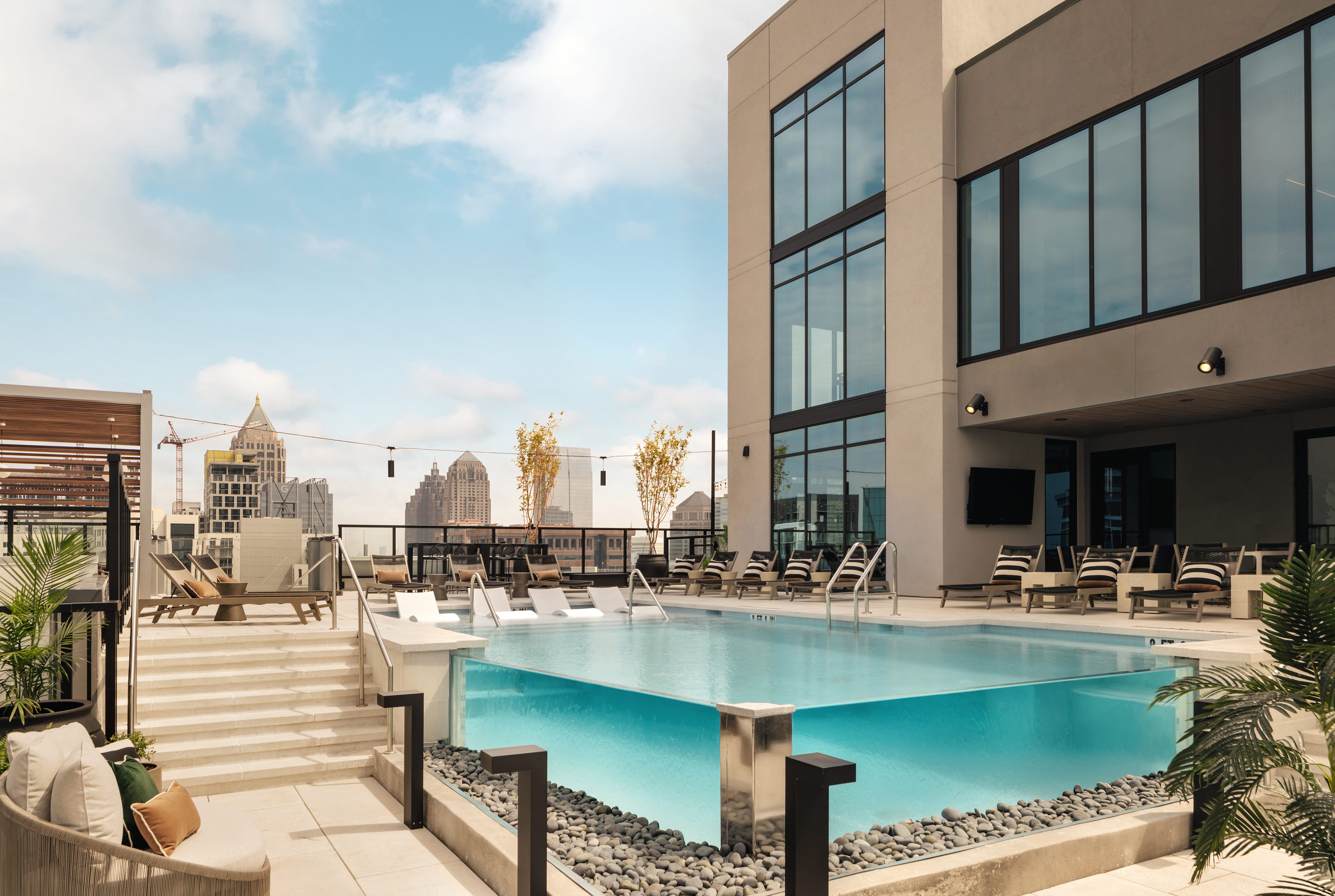 Exterior image of Whistler's pool deck overlooking the midtown skyline.