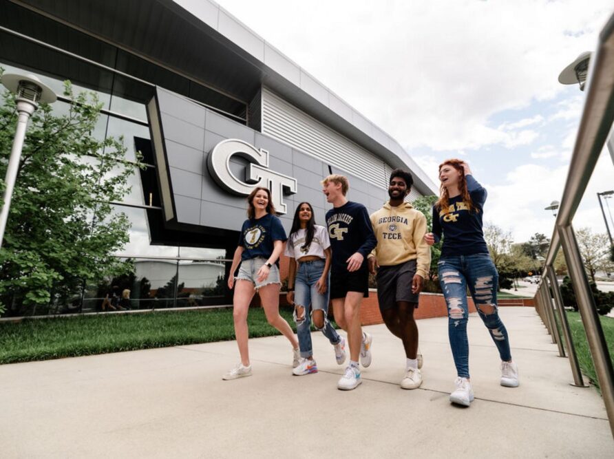 Georgia Tech students walking together on campus