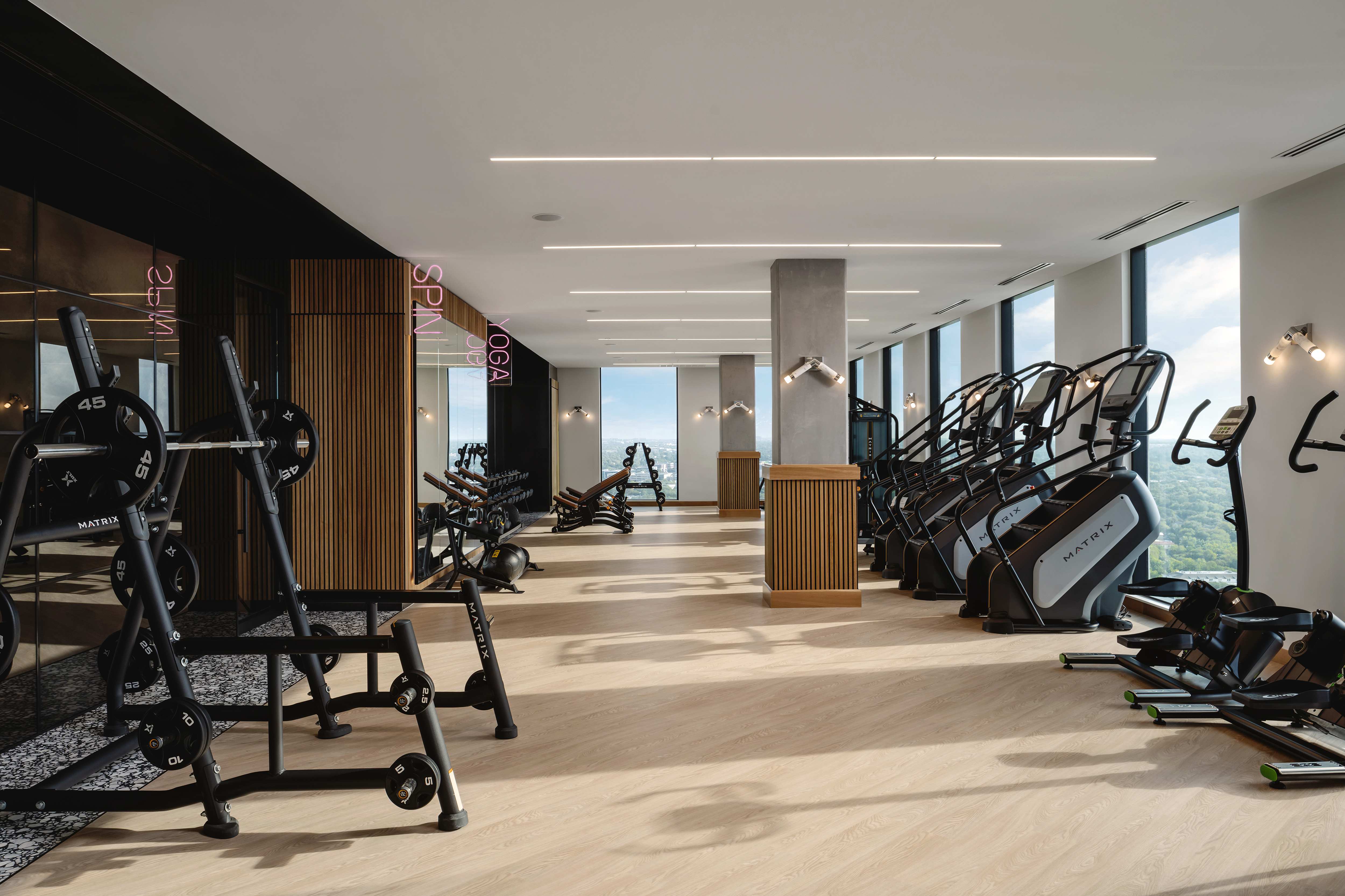 fitness center at Waterloo Tower, student housing apartment in West Campus near UT Austin.