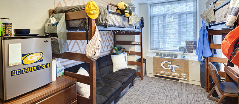 Inside of a dorm at Glenn Residence Hall, one of the most popular dorms on east campus. 