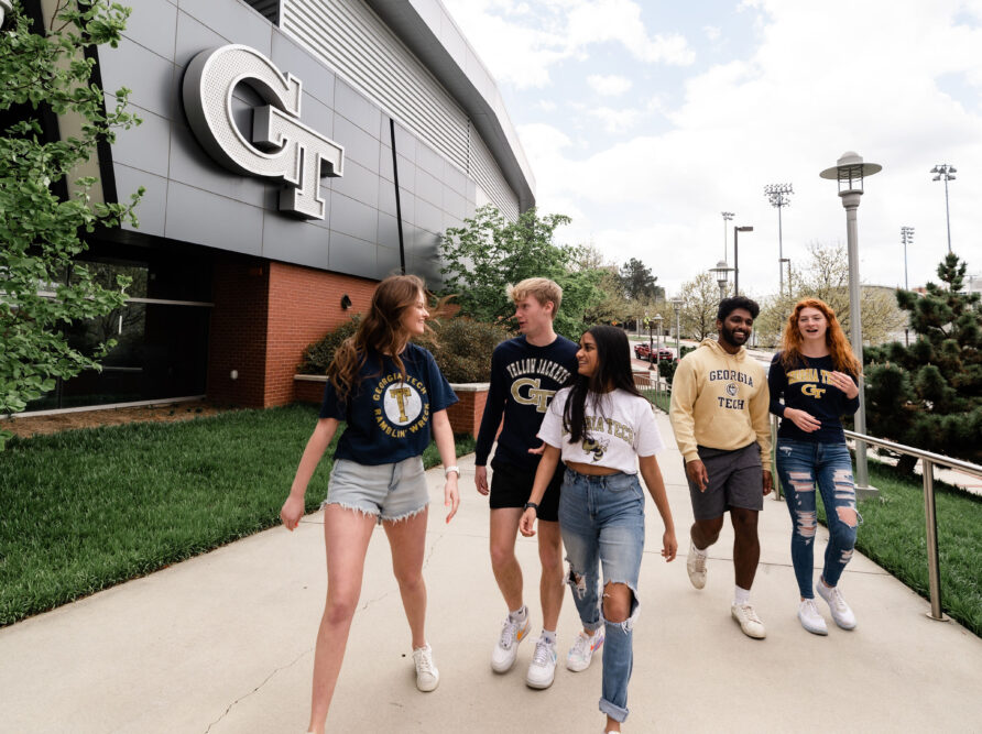 GA Tech Students walking on campus