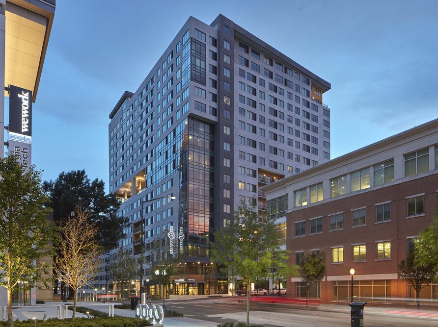 Image of the outside of The Standard Atlanta Apartments, student housing apartments in Midtown Atlanta
