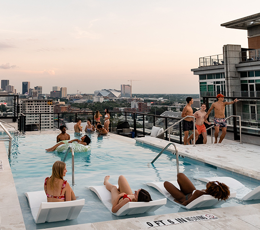 People swimming in a pool